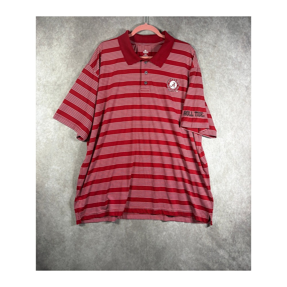 Alabama Crimson Tide Knights Apparel Polo Shirt Mens 2XL Red Striped Roll Tide